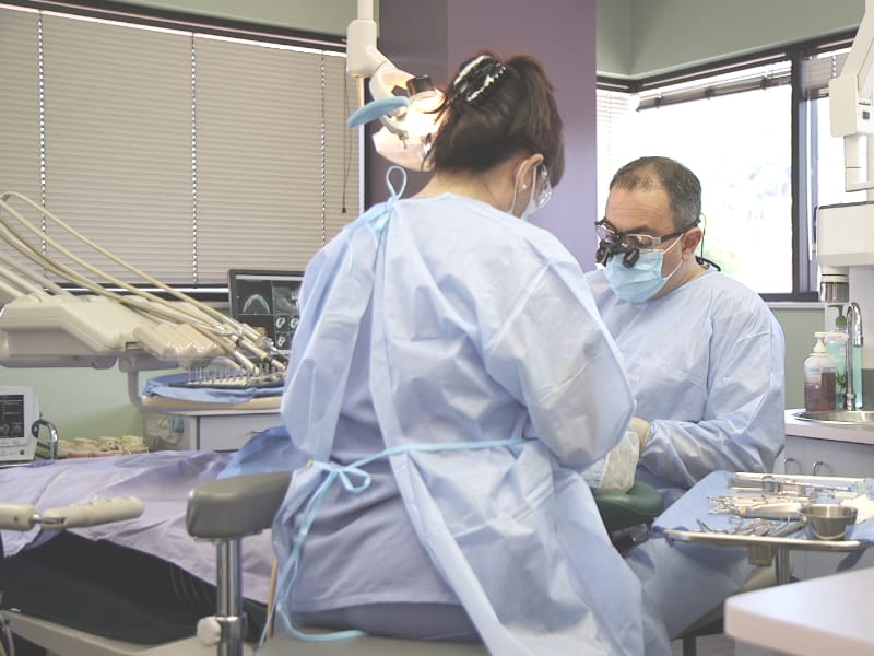 Doctors working on a patient